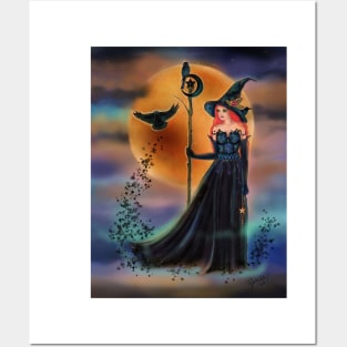 The witching hour Halloween witch by Renee Lavoie Posters and Art